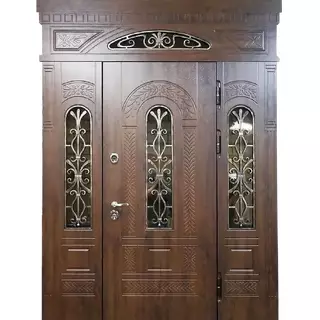 Двустворчатая стальная дверь со стеклопакетами Двустворчатая стальная дверь со стеклопакетами